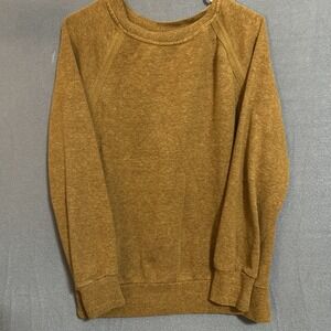 Prana Hemp Pleated Shirt Women's Medium Brown Knit Casual Crew Neck Hiking Camp